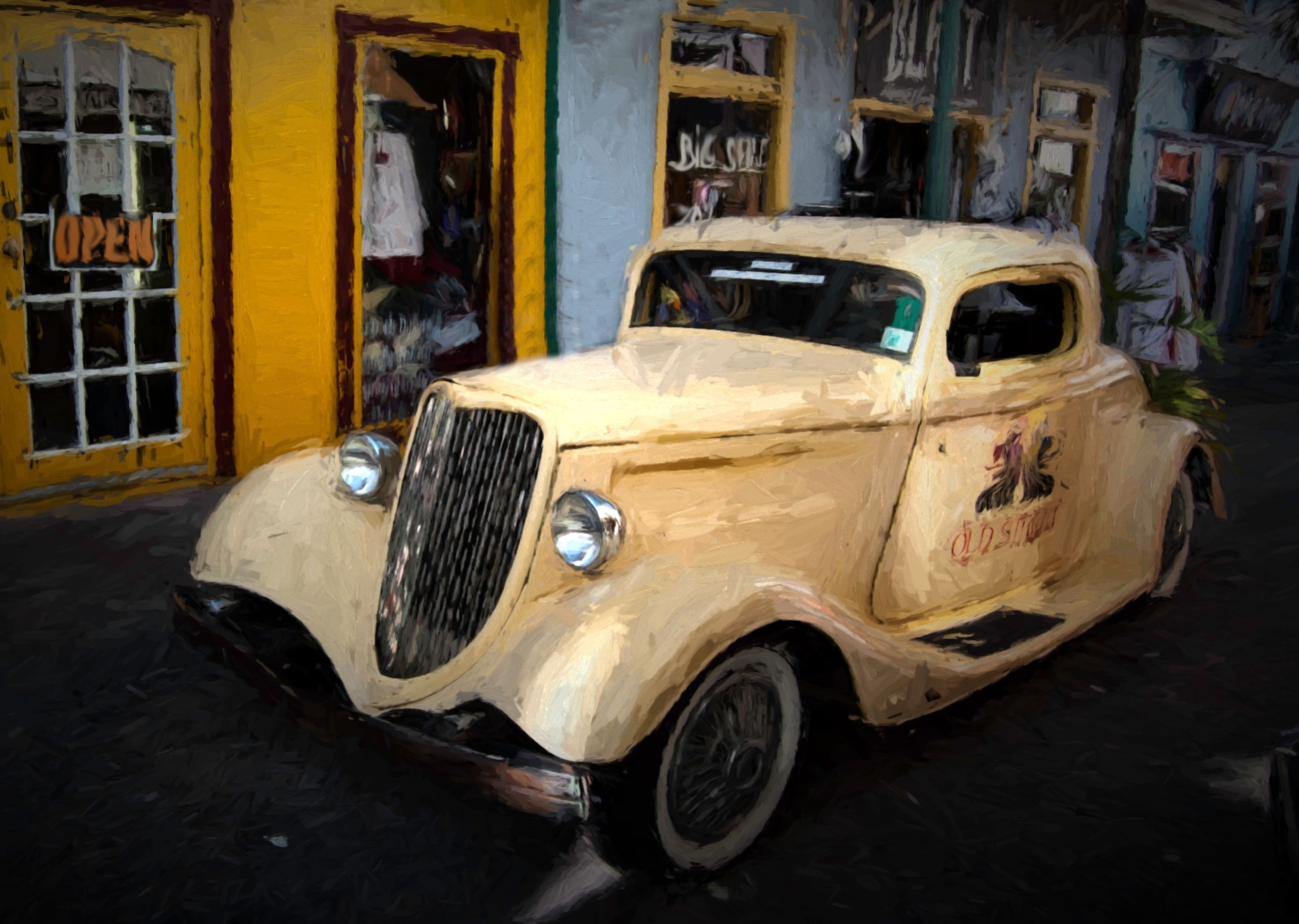 3289x2341 Vintage Car Painting Made By Me. Steemkr - Free Car Painting