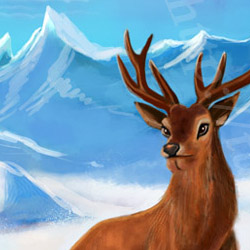 250x250 Wild Deer And The Snow Covered Mountain Painting 3d2dizayn Tutorials - Free Computer Painting