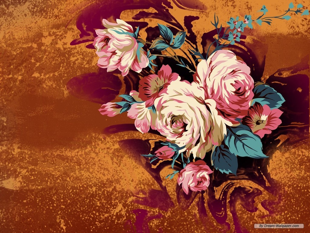 1024x768 Free Wallpaper - Free Flower Painting
