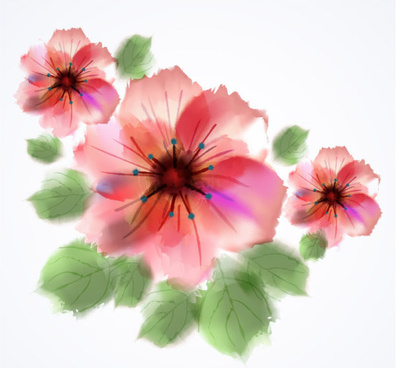 396x368 Vector Watercolor Painting Flowers Free Vector Download (15,229 - Free Flower Painting