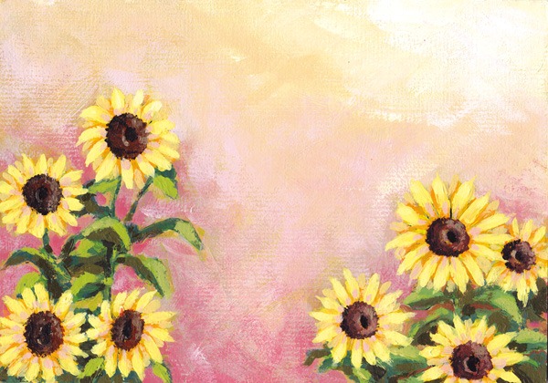 600x420 Korean Sunflower Hand Painted Design Layered Templates My Free - Free Painting Design