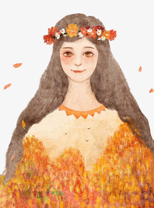 650x879 Sen Girls, Painted Girl, Floating Leaves, Small Fresh Png Image - Free Painting For Girls