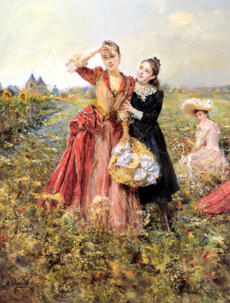 456x600 Free Shipping Classical Girls Garden Scenery Canvas Prints Court - Free Painting For Girls