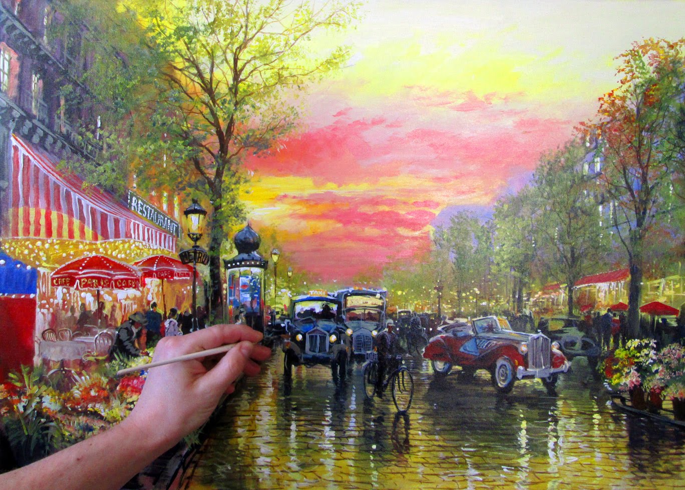 1368x979 Full Video Painting Tutorial Cozy Evening Street. Free! - Free Pictures To Painting