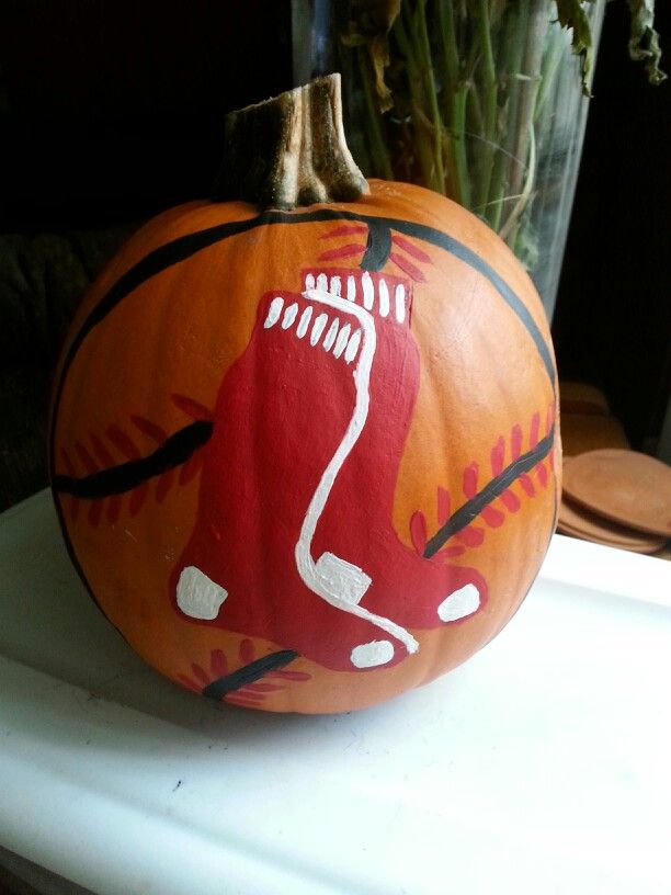 612x816 Red Soxs Pumpkin (Painted Free Hand) I Created This - Free Pumpkin Painting