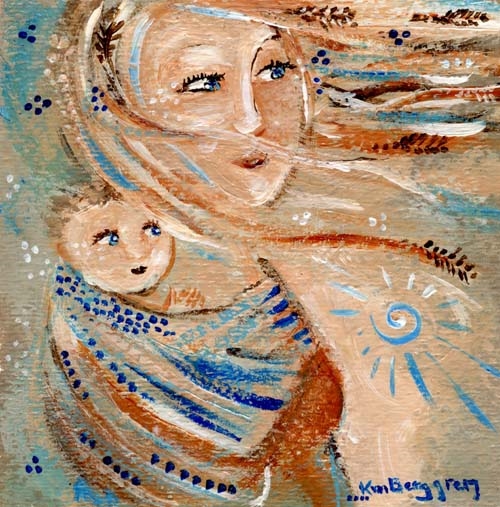 500x507 Mother, Woman, Mother And Child, New Baby, Feathers, Native - Free Spirit Painting