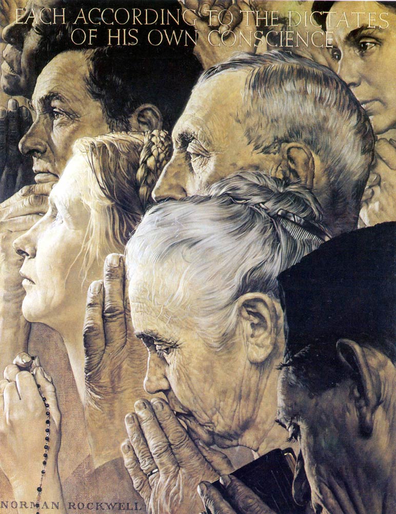 772x1000 Freedom Of Worship By Norman Rockwell - Freedom Of Speech Painting