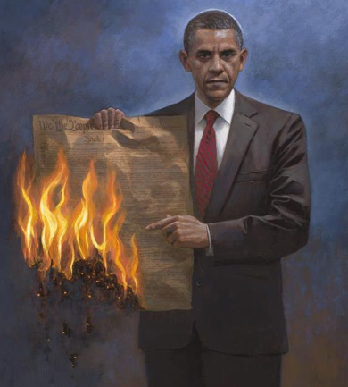 390x433 Painting Of Obama Burning Constitution Sparks Controversy Free - Freedom Of Speech Painting