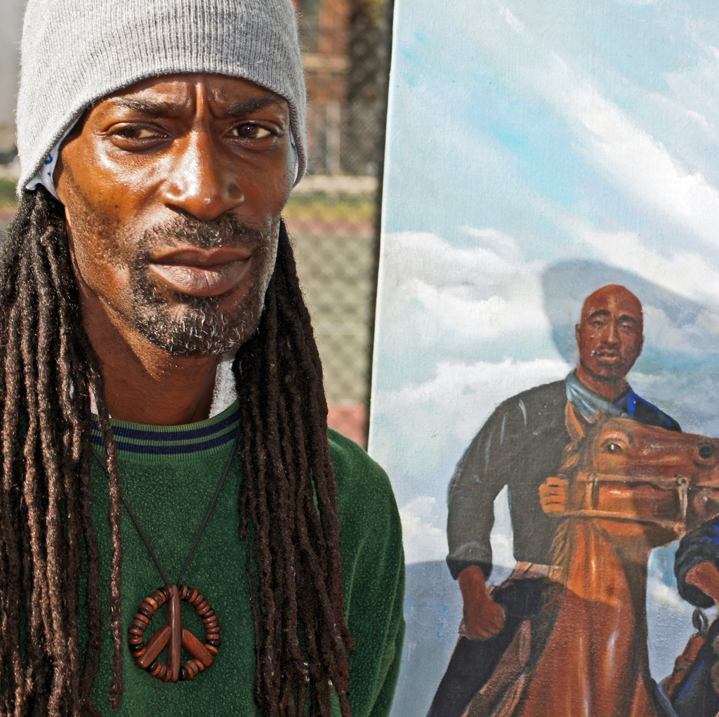 1024x1021 Artist And Oil Painting Freedom Riders He And His - Freedom Riders Painting