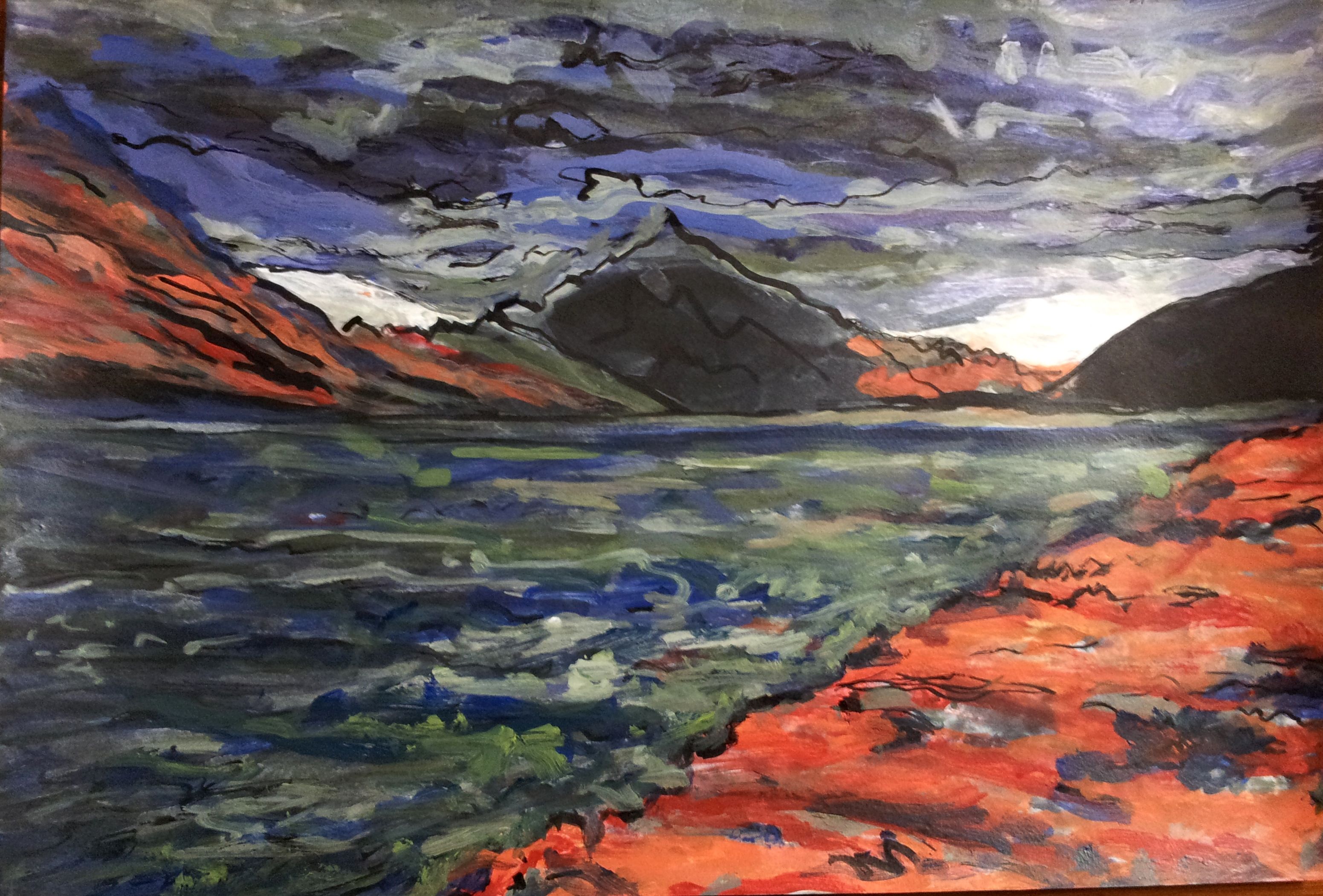 3103x2102 4 Mid Tones On Top Of Bw Painting Of Seascape Finished With Black - Freestyle Painting