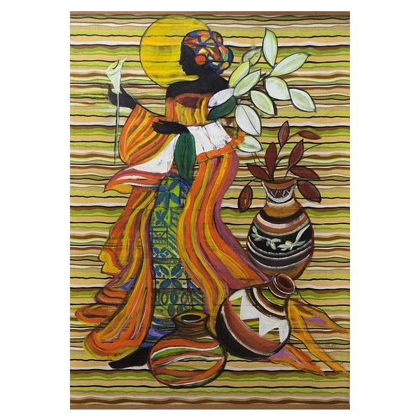 600x600 Novica Signed Freestyle Painting Of An African Woman From Brazil - Freestyle Painting