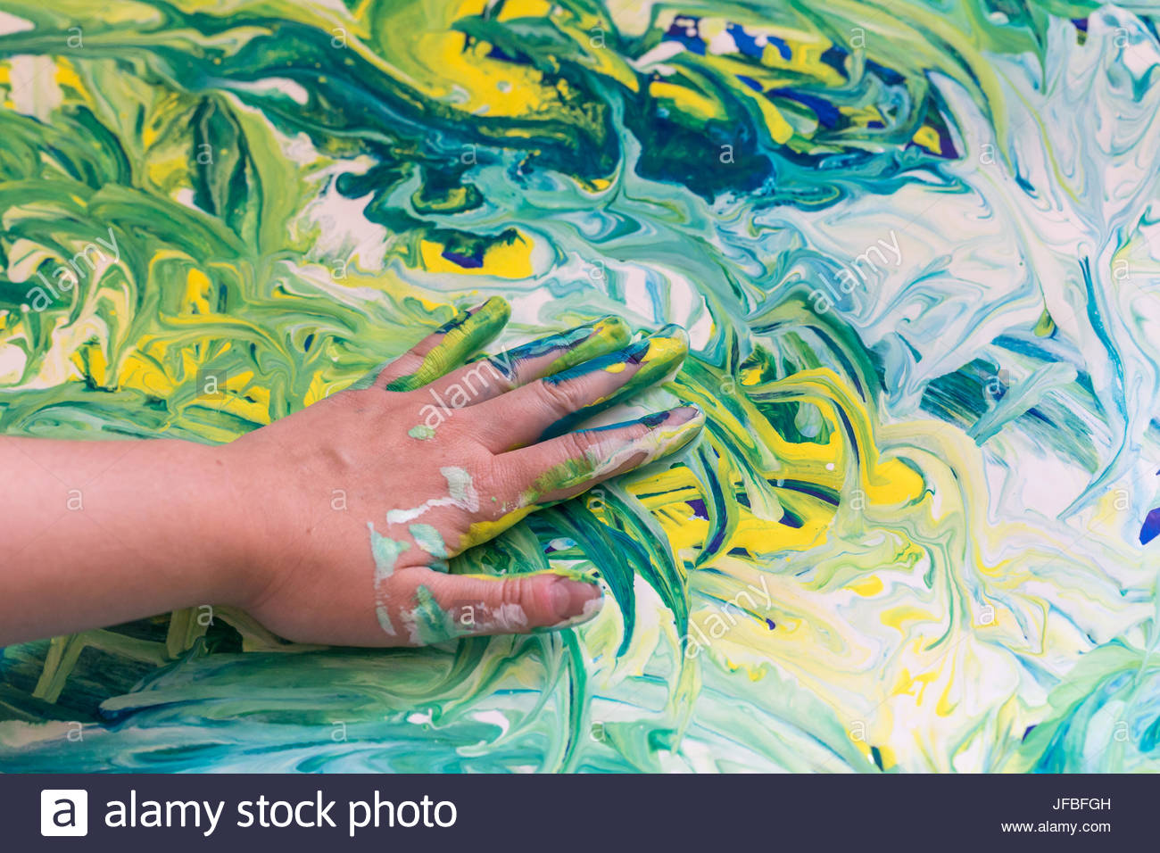1300x956 Freestyle Finger Painting With Gouache Stock Photo 147156481 - Freestyle Painting