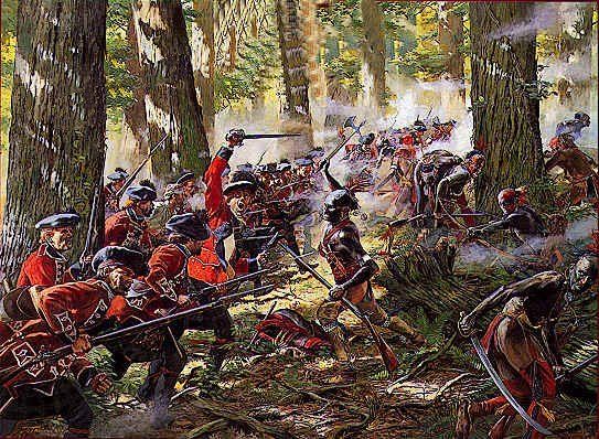 543x398 This Is A Painting Of A Battle Between British Soldiers - French And Indian War Painting