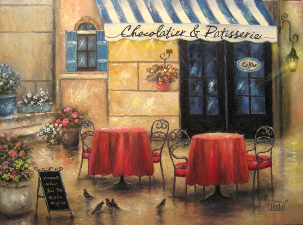 1024x763 French Cafe - French Bistro Painting