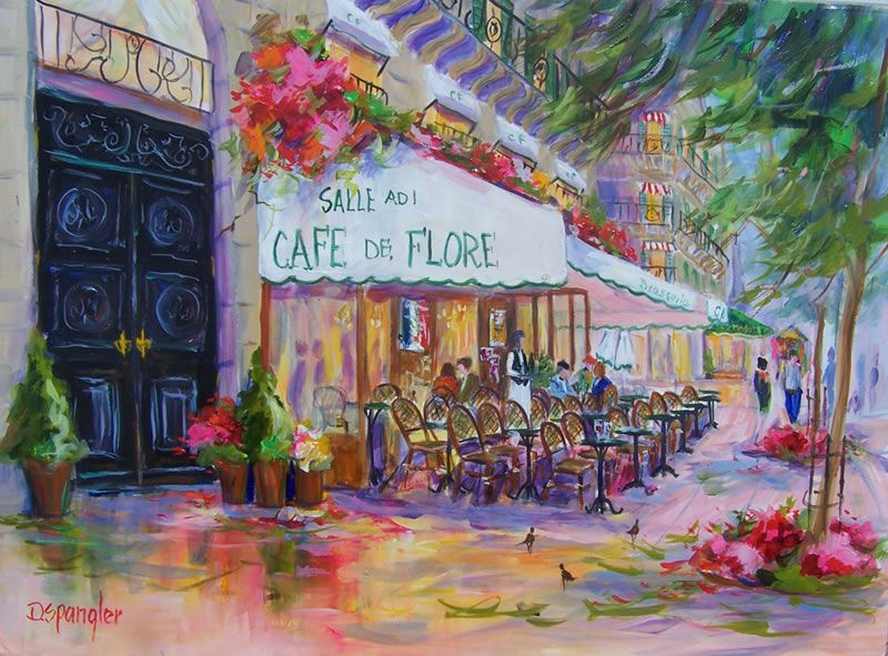 800x591 French Paintings Cafe De Flore Everything Art - French Bistro Painting