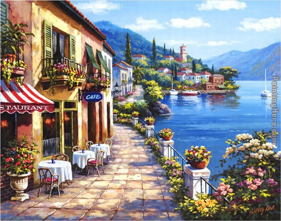 900x709 Sung Kim Overlook Cafe I Painting Anysize 50% Off - French Bistro Painting