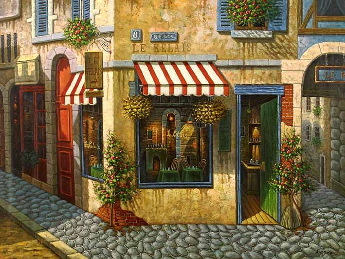 709x532 Images Of French Bistros French Bistro - French Bistro Painting