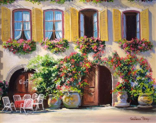 504x397 French Cafe Paintings French Cafe By Constance Fahey Art - French Cafe Painting