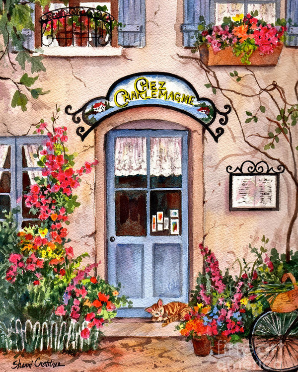 600x749 French Cafe Poster By Sherri Crabtree - French Cafe Painting