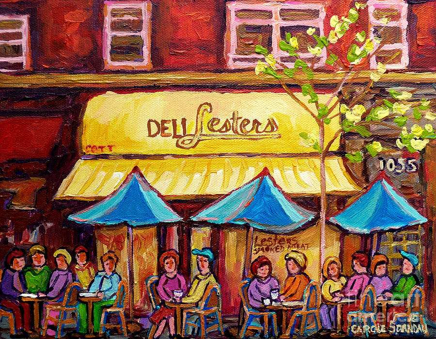 900x699 Lester's Deli Montreal Smoked Meat Paris Style French Cafe - French Cafe Painting