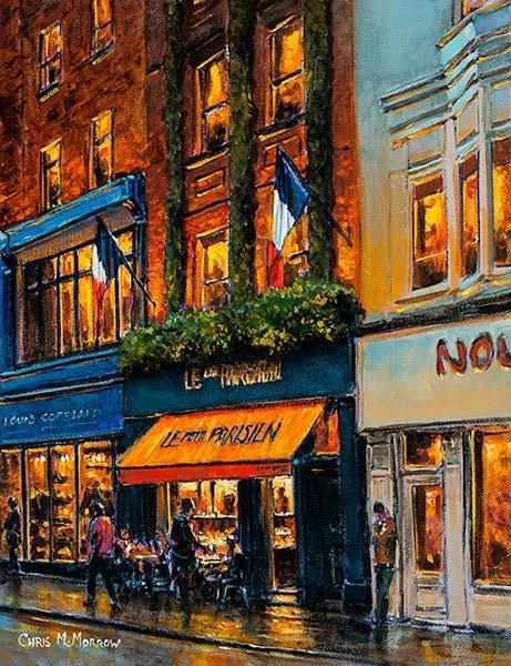 461x600 Painting Print Of Le Petit Parisien Cafe, Wicklow Street, Dublin - French Cafe Painting