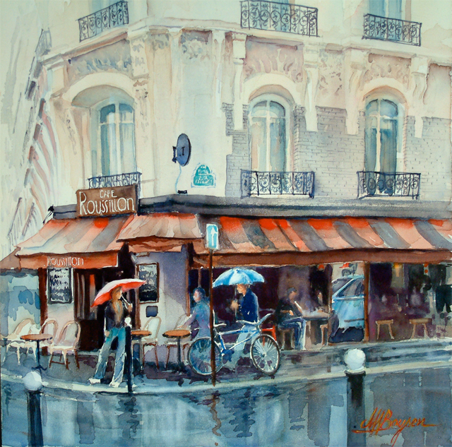 640x633 Paintings Of France - French Cafe Painting
