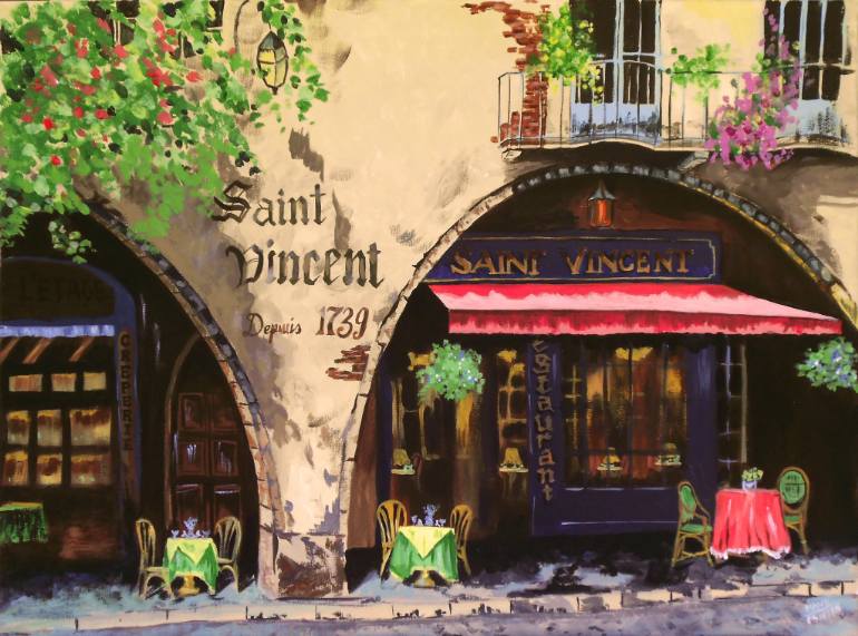 770x571 Saatchi Art French Cafe Painting By Mansi Vora - French Cafe Painting