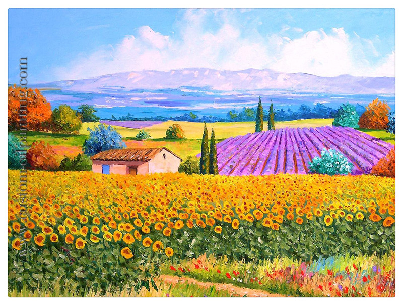 800x607 Country Red Blossom Ground Knife Oil Painting Custom Oil - French Country Painting