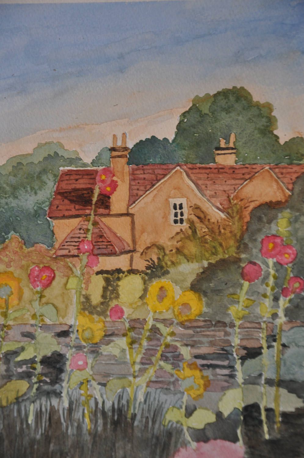 996x1500 English Vintage Watercolor Country Painting, British Watercolor - French Country Painting