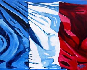 300x241 French Flag Original Art Painting Dan Byl Paris Contemporary - French Flag Painting