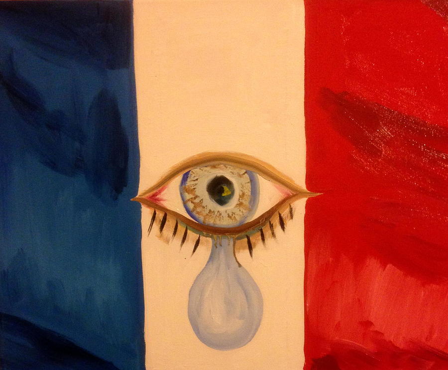 900x745 French Flag Tear Drop Painting By Dave Holmander Bradford - French Flag Painting
