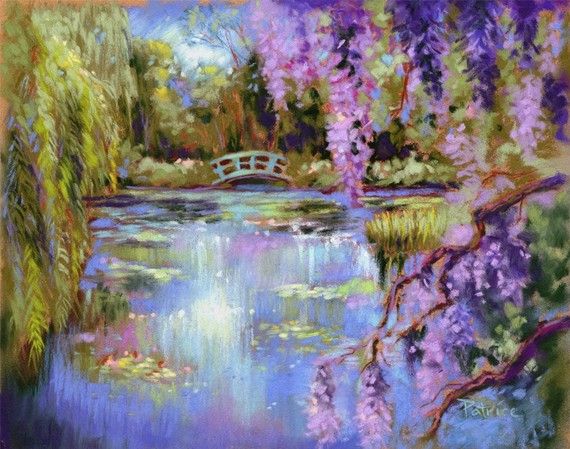 570x449 Monet French Water Garden 8 In. X 10 In. By Pchristensengallery - French Garden Painting