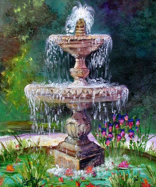 541x650 Fountain In French Garden Painting By Ginette By Ginette Callaway - French Garden Painting