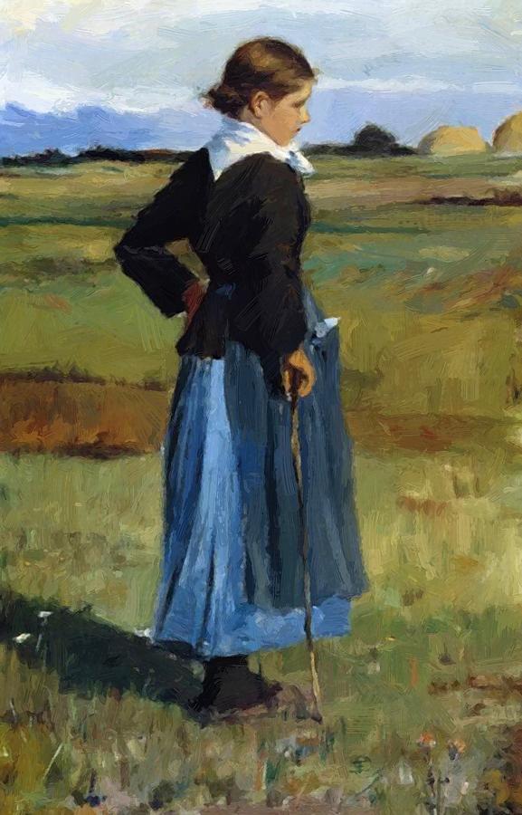 577x900 French Peasant Girl Painting By Hassam Childe - French Girl Painting