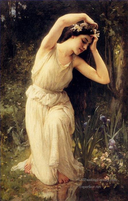 445x700 Oil Paintings Of 4 A Nymph In The Forest Realistic Girl Portraits - French Girl Painting