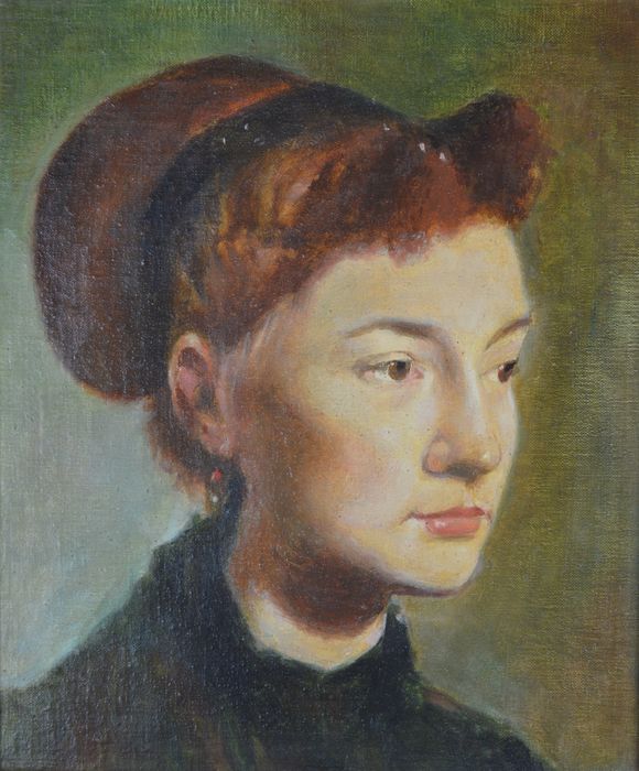 580x700 Percival A Bates (20th Century) - French Girl Painting