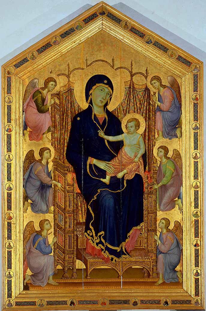 687x1039 Medieval French Gothic Inconographic Painting Duccio Madonna - French Gothic Painting