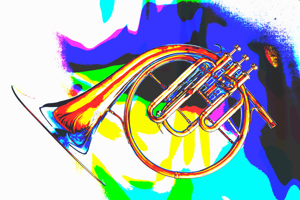 600x400 French Horn Paintings Fine Art Prints - French Horn Painting