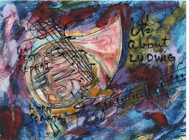 620x460 Classical Music Abstract Art By Play, Rest, Repeat - French Horn Painting