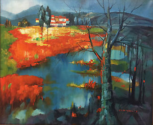 300x245 French Landscape Painter Dumont Signed Modern Oil On Canvas 02819 - French Landscape Painting