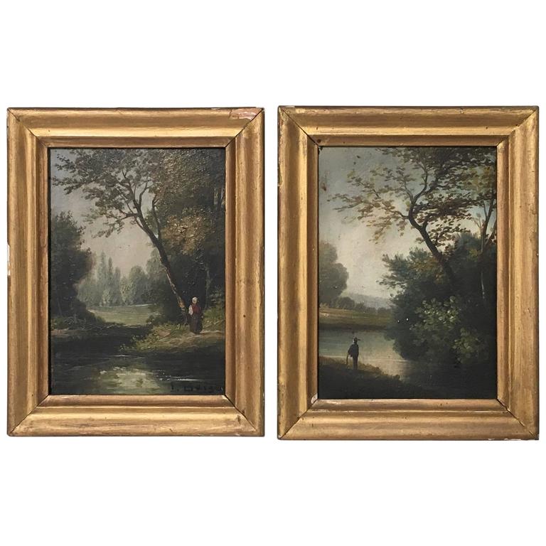 768x768 19th Century Petite French Landscape Paintings For Sale - French Landscape Painting