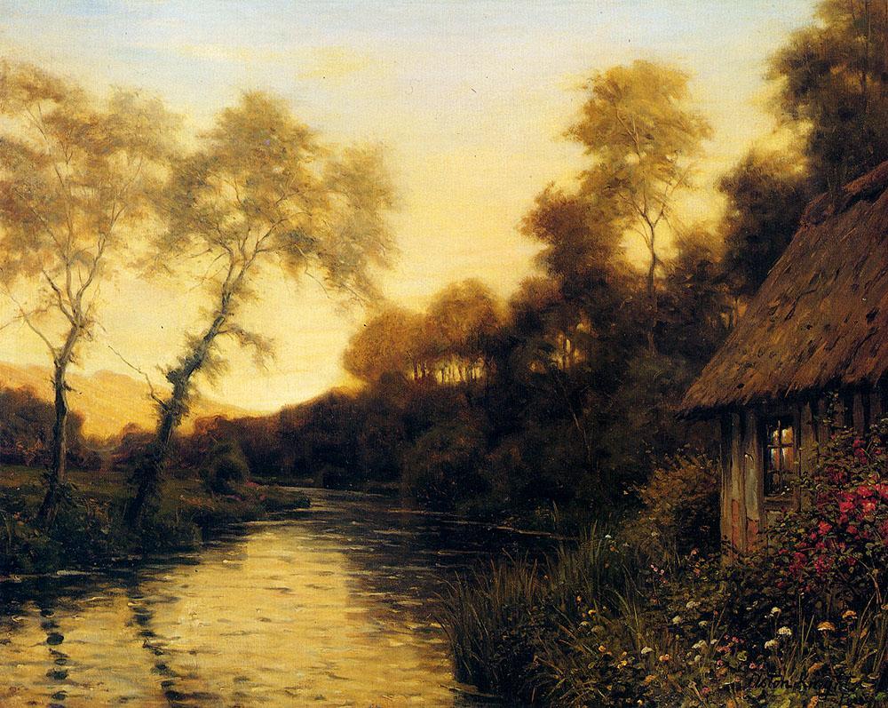 1000x797 Louis Aston Knight A French River Landscape At Sunset Painting - French Landscape Painting