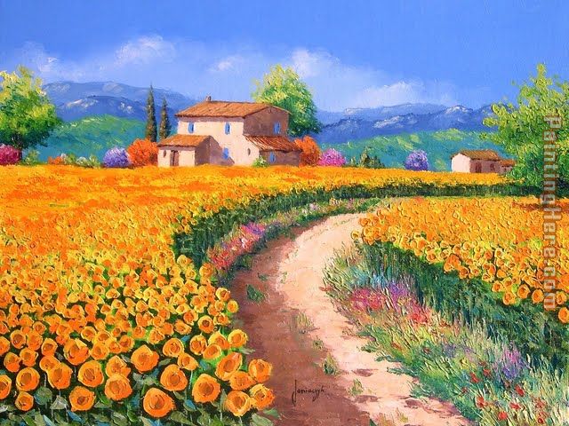 640x480 2011 Sunflower Path Dreamy French Landscape Painting Anysize 50 - French Landscape Painting