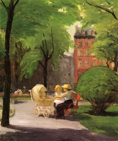 503x600 Spring, Grammercy Park, 1912 - French Park Painting