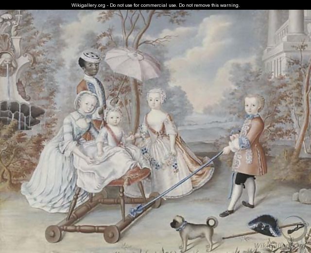 640x520 The Children Of A Noble Family Playing In An Elegant Park Attended - French Park Painting