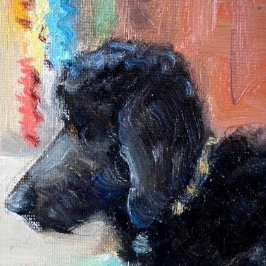 388x388 Mid Century Oil Painting - French Poodle Painting