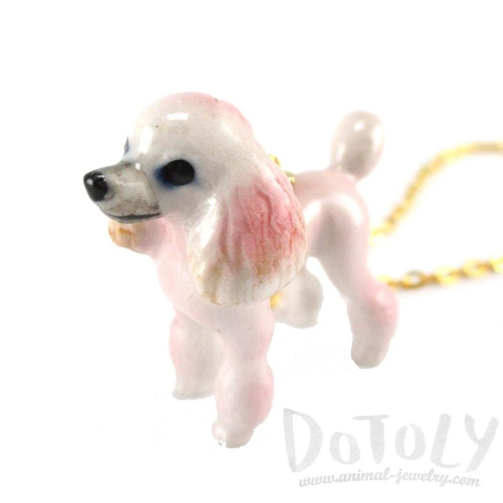 1000x1000 Pink French Poodle Puppy Dog Porcelain Ceramic Animal Pendant - French Poodle Painting