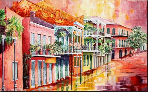 500x314 French Quarter In The Rain (Diptych) - French Quarter Painting