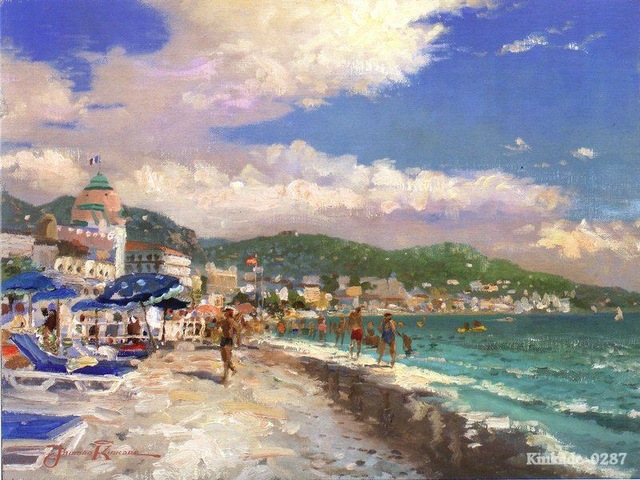 640x480 Thomas Kinkade Original Oil Painting Nice,french Riviera Art Print - French Riviera Painting