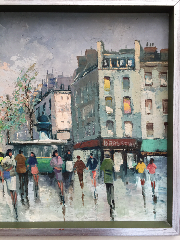612x816 A 08 1960s Oil Painting French Street Scene 4 - French Street Painting